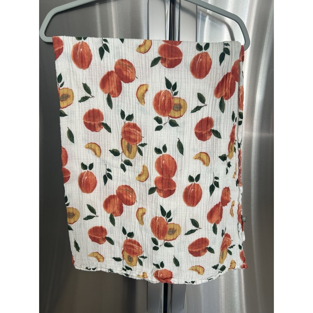 Red Rover Muslin Swaddle Blanket Baby Peach Fruit Print Cotton Lightweight